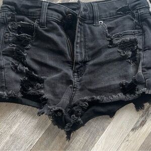 American Eagle Outfitters Black Distressed Denim Cutoff Shorts
